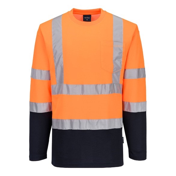 Hi-Vis Cotton Comfort Contrast T-Shirt L/S
