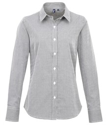Women's Microcheck (Gingham) long sleeve cotton shirt